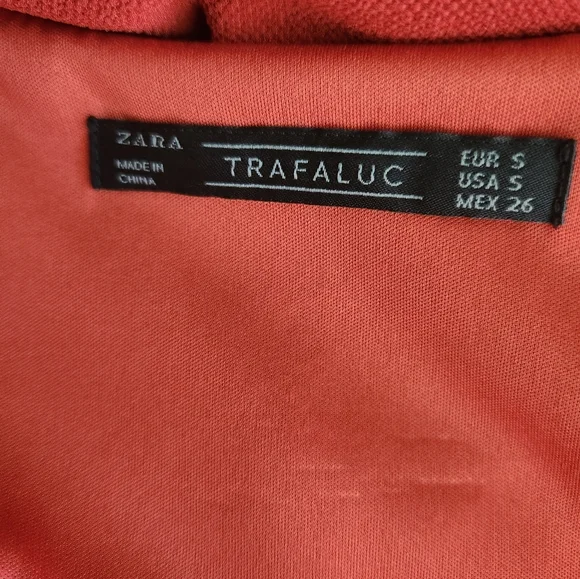 Zara Trafaluc Burnt Orange V Neck Tunic Dress, Bell Sleeve Size S. - Picture 4 of 4